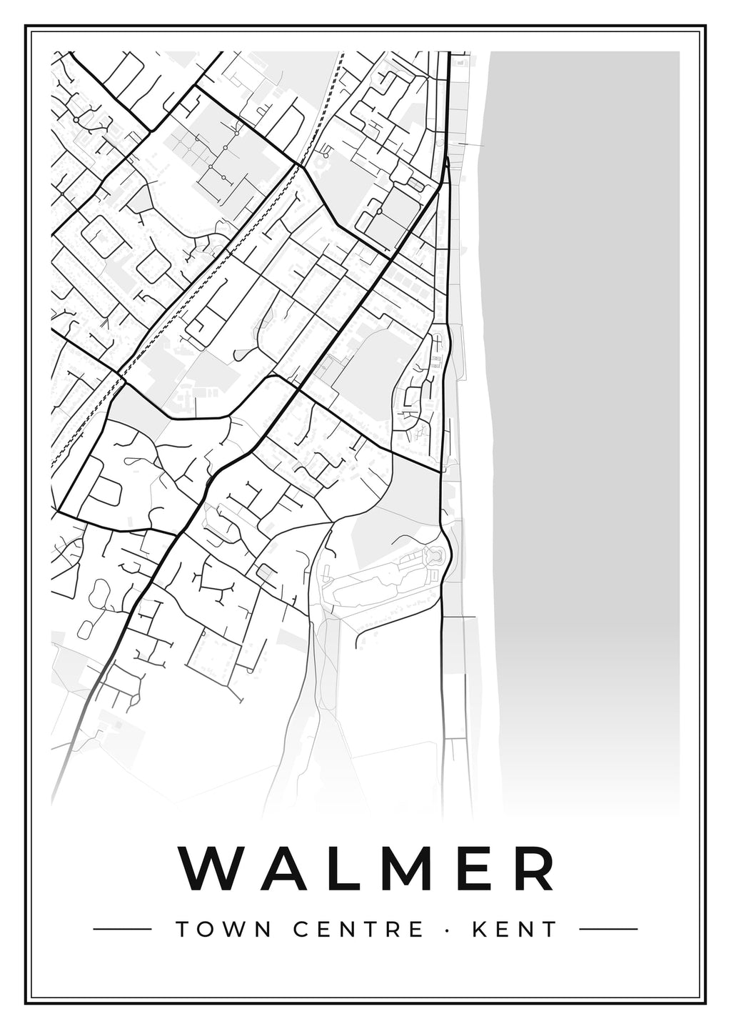 Street map poster of Walmer town centre, Kent