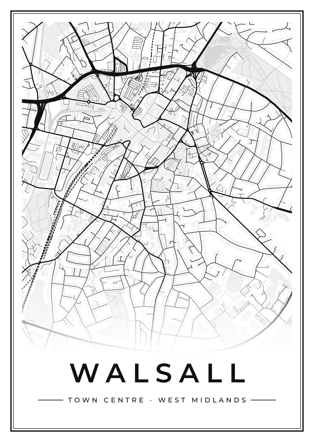Walsall Town Centre Street Map Poster