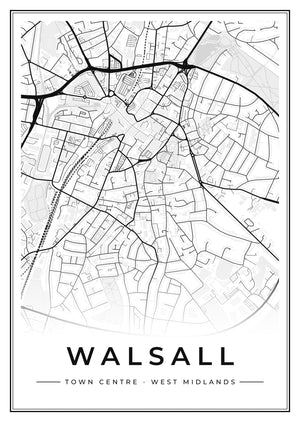 Walsall Town Centre Street Map Poster