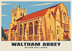 Waltham Abbey Church poster, Retro Railway style