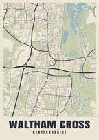 Street map poster of Waltham Cross, Hertfordshire