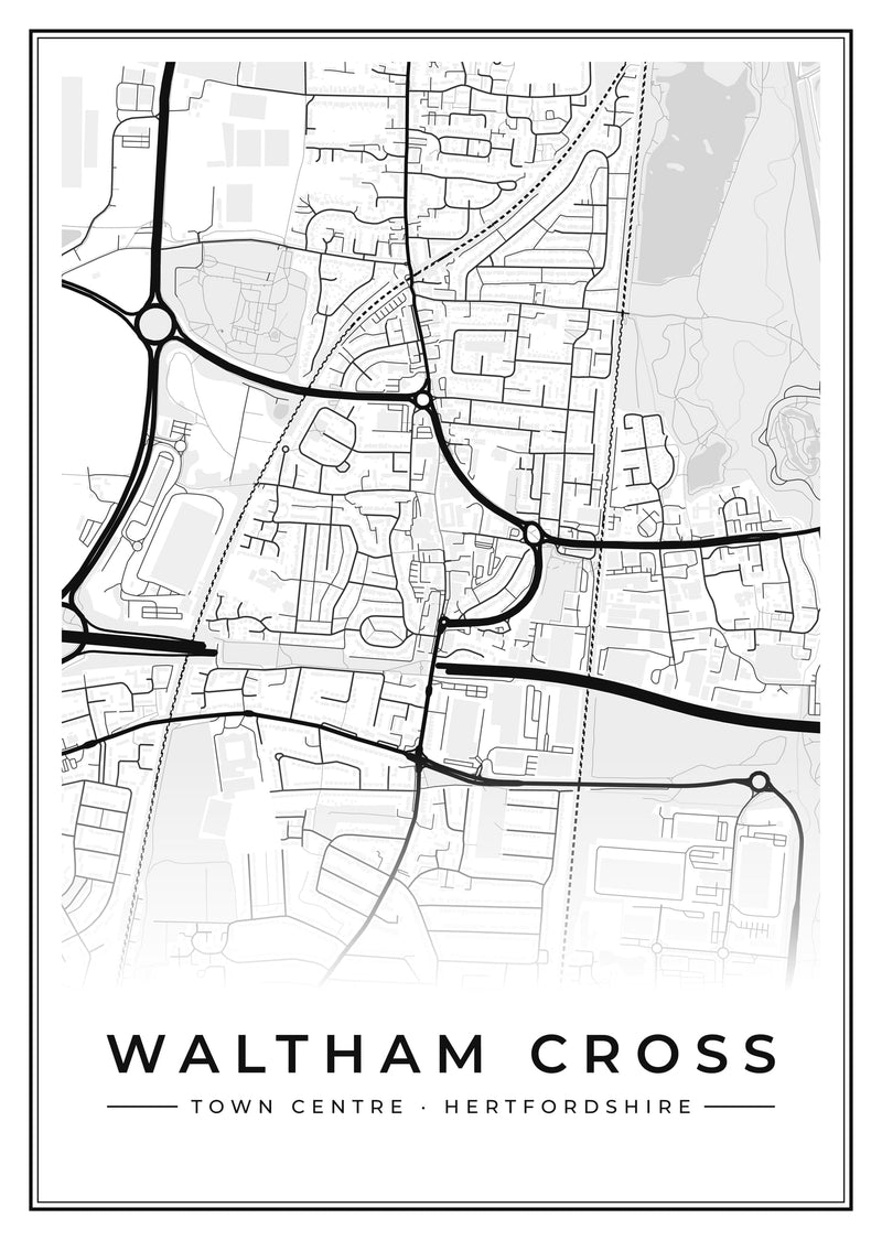 Waltham Cross Town Centre Street Map Poster