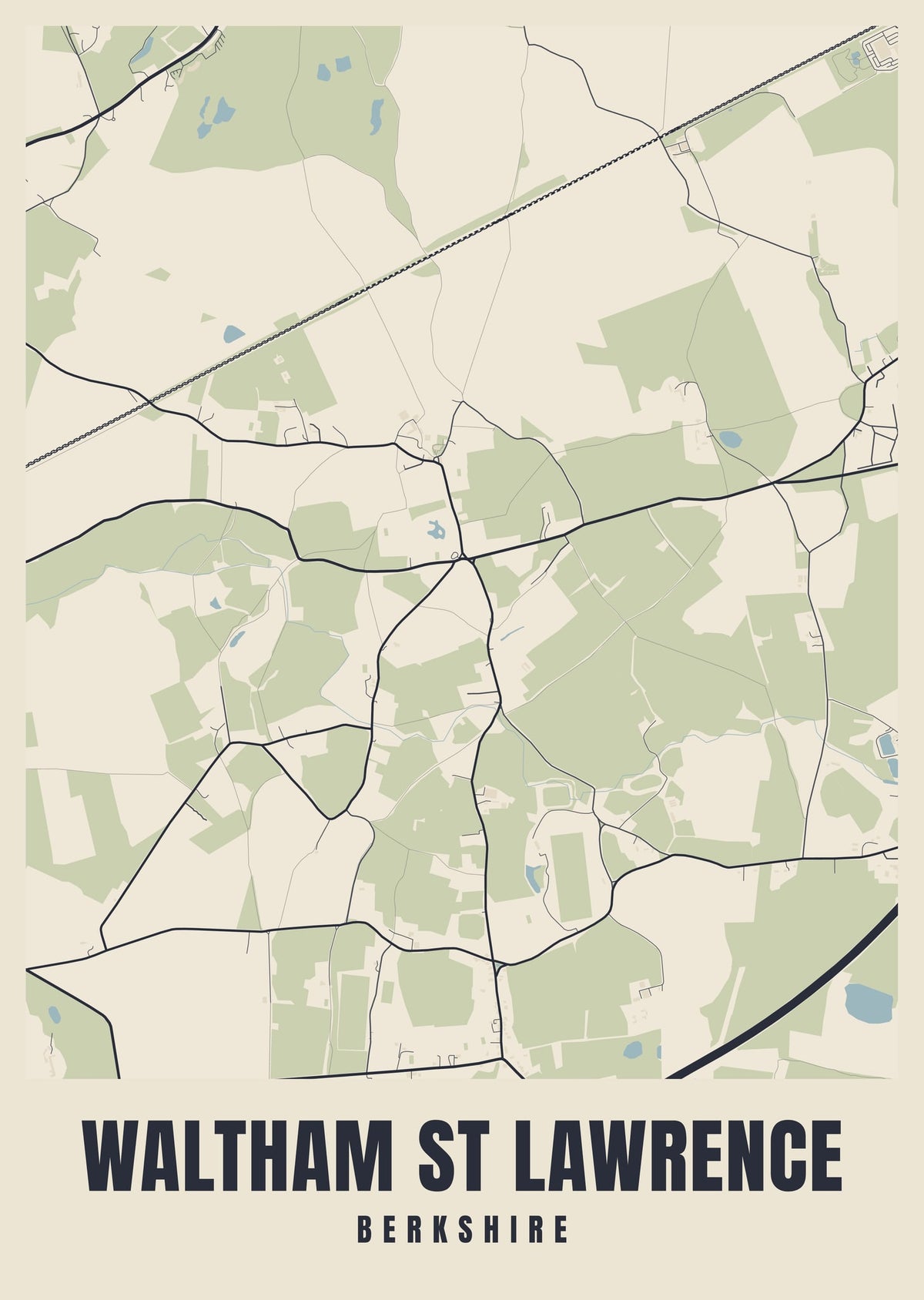 Street map poster of Waltham St Lawrence, Berkshire