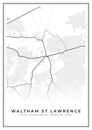 Waltham St Lawrence Village Centre Street Map Poster