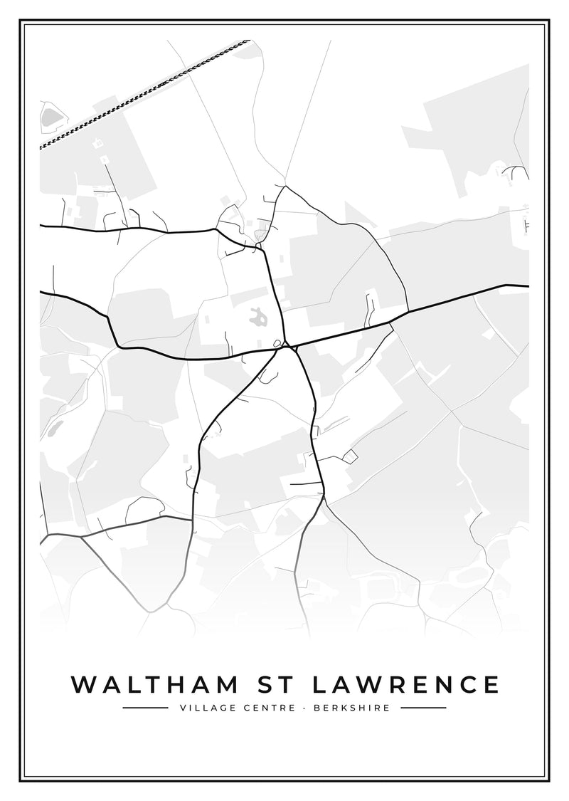 Waltham St Lawrence Village Centre Street Map Poster