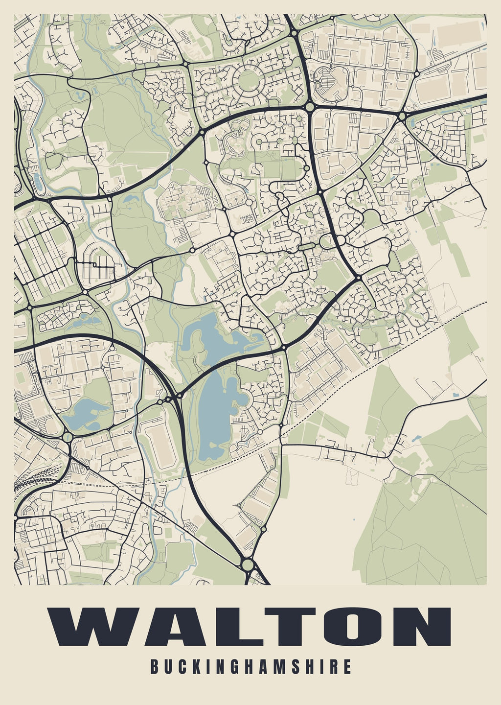 Street map poster of Walton, Buckinghamshire