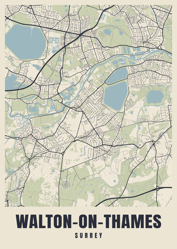 Walton-on-Thames Street Map Poster