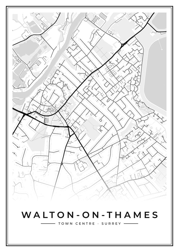 Walton-on-Thames Town Centre Street Map Poster