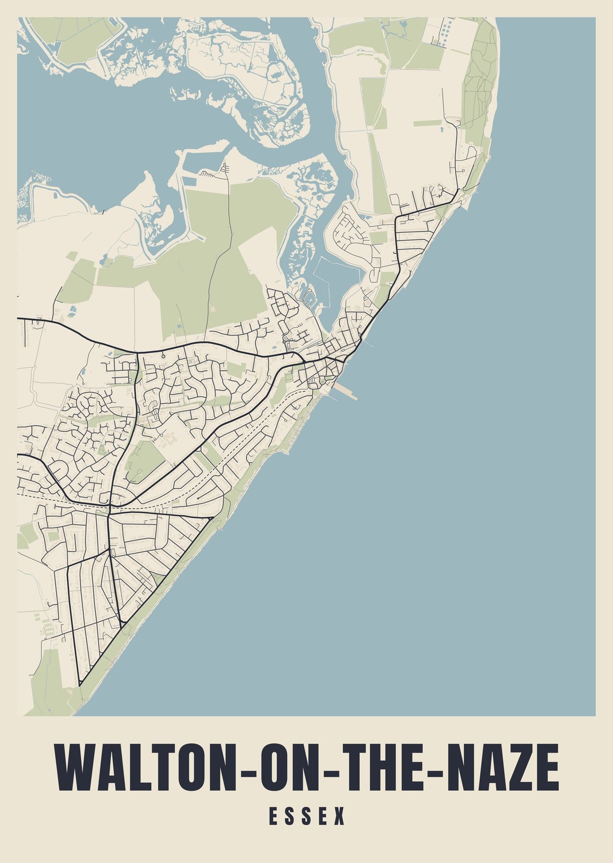 Street map poster of Walton-on-the-Naze, Essex
