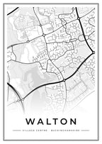 Street map poster of Walton village centre, Buckinghamshire