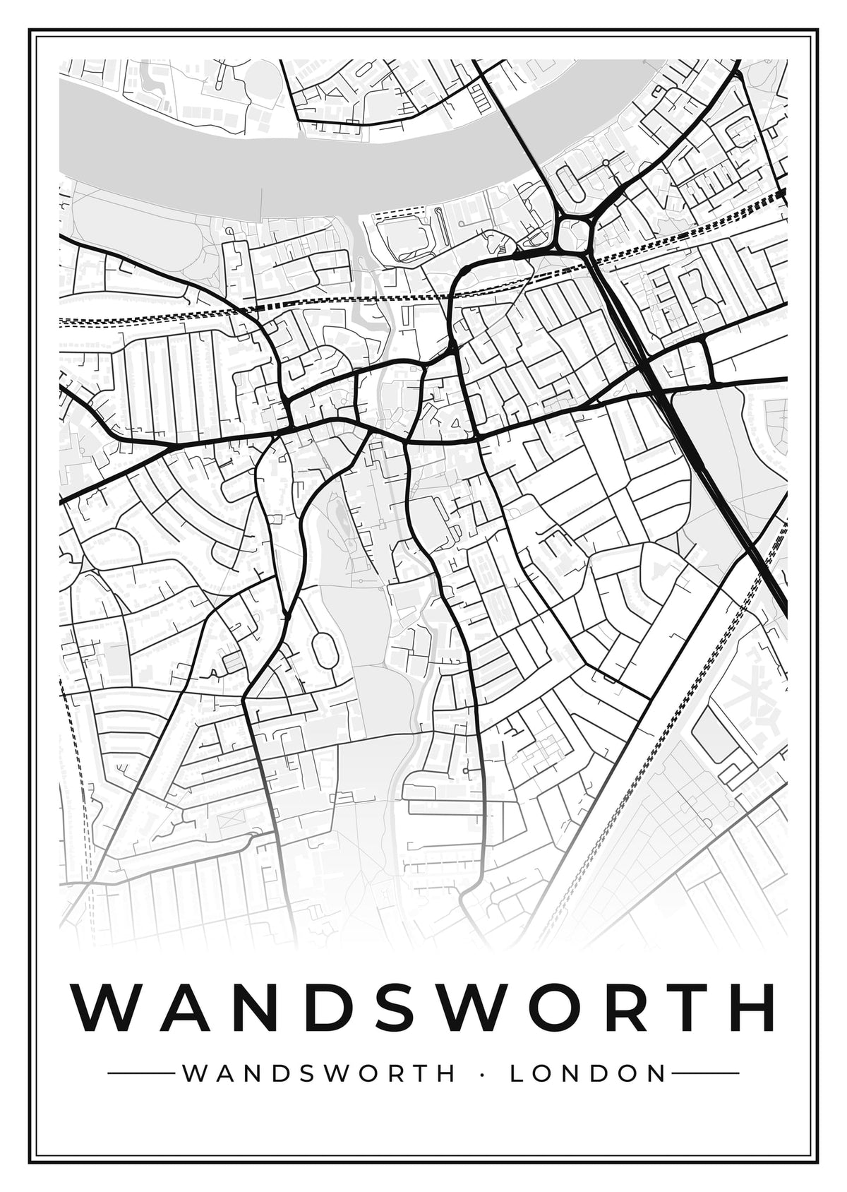 Street map poster of Wandsworth, Wandsworth, London