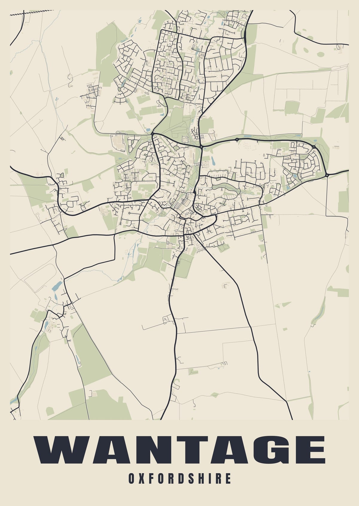 Street map poster of Wantage, Oxfordshire
