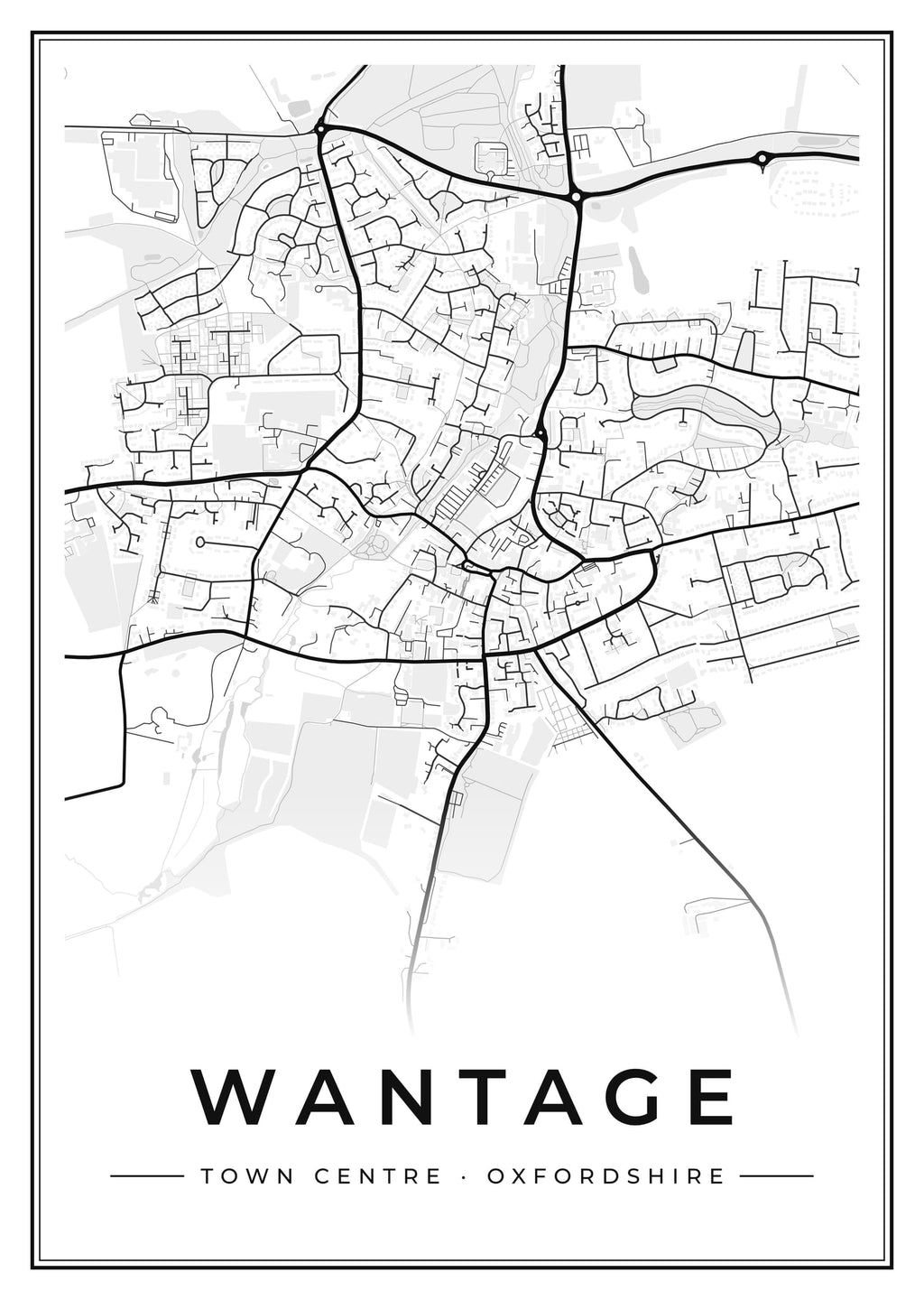 Street map poster of Wantage town centre, Oxfordshire