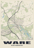 Street map poster of Ware, Hertfordshire