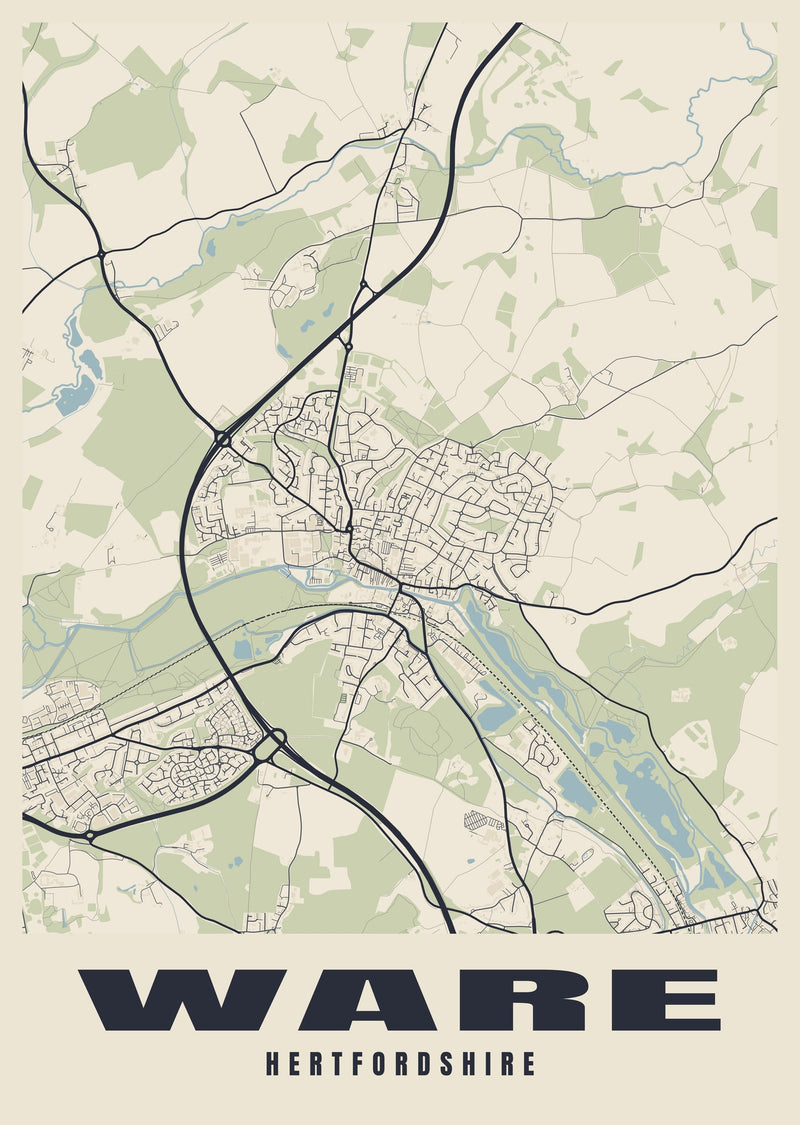 Ware Street Map Poster