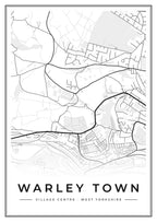 Street map poster of Warley Town village centre, West Yorkshire