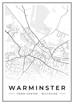 Warminster Town Centre Street Map Poster