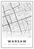 Street map poster of Warsaw city centre, Mazovia