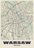Street map poster of Warsaw, Mazovia