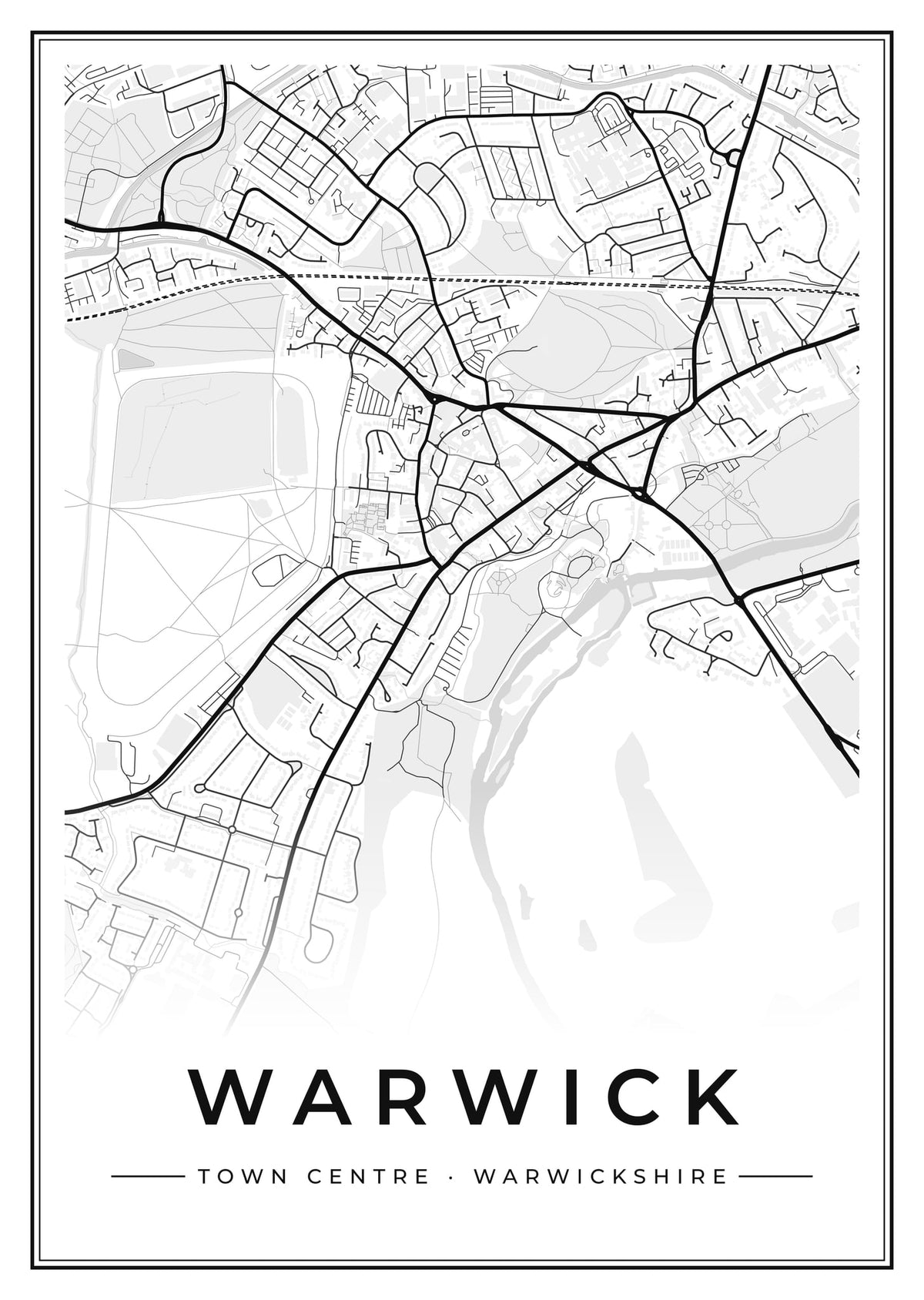 Street map poster of Warwick town centre, Warwickshire