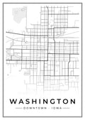 Street map poster of downtown Washington, Iowa