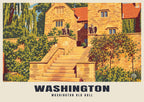 Washington Old Hall poster, Retro Railway style