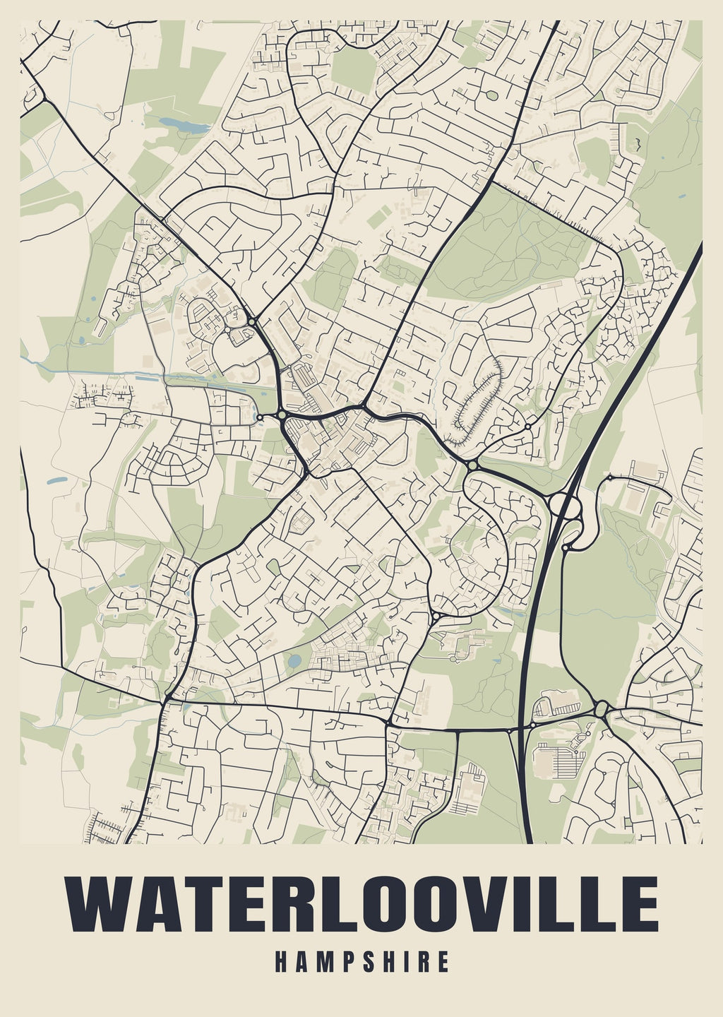 Street map poster of Waterlooville, Hampshire
