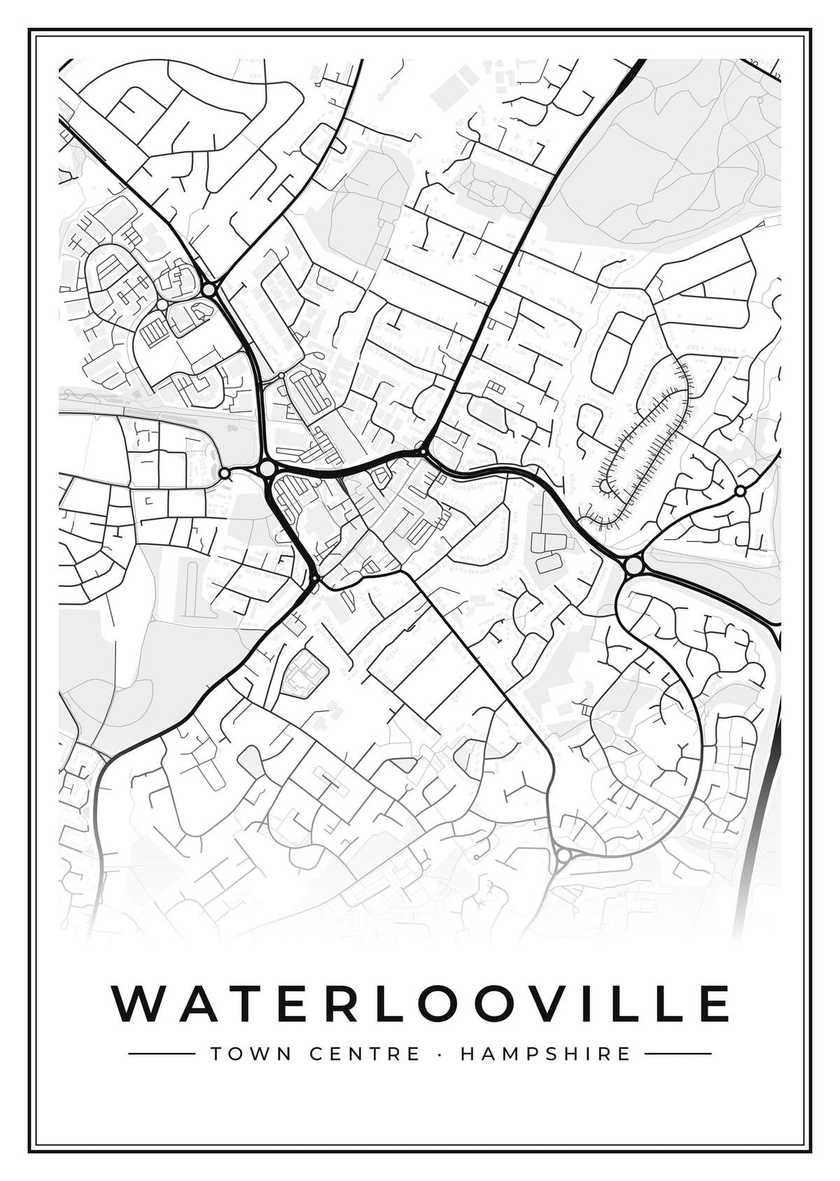 Street map poster of Waterlooville town centre, Hampshire