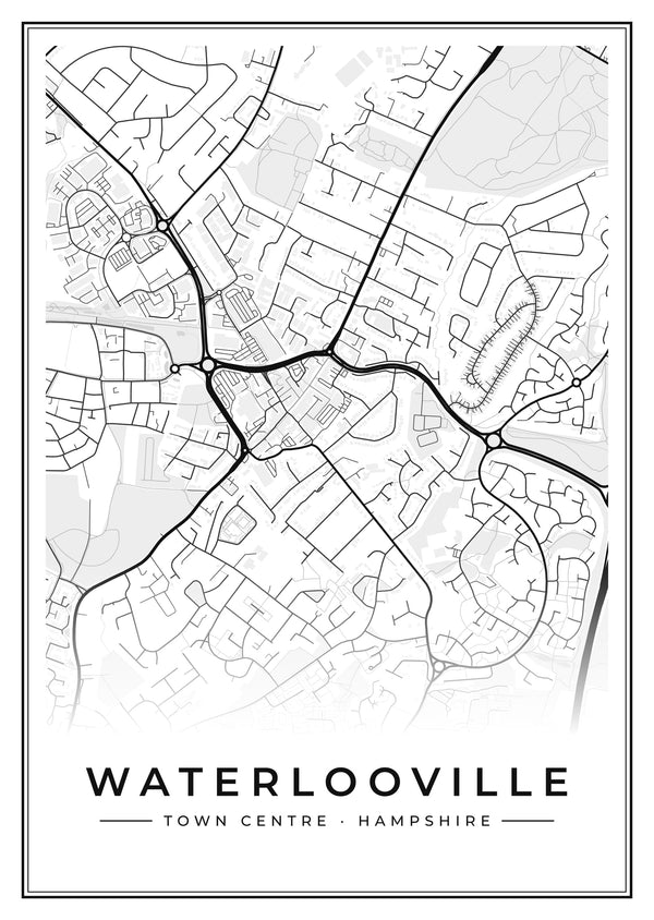 Waterlooville Town Centre Street Map Poster