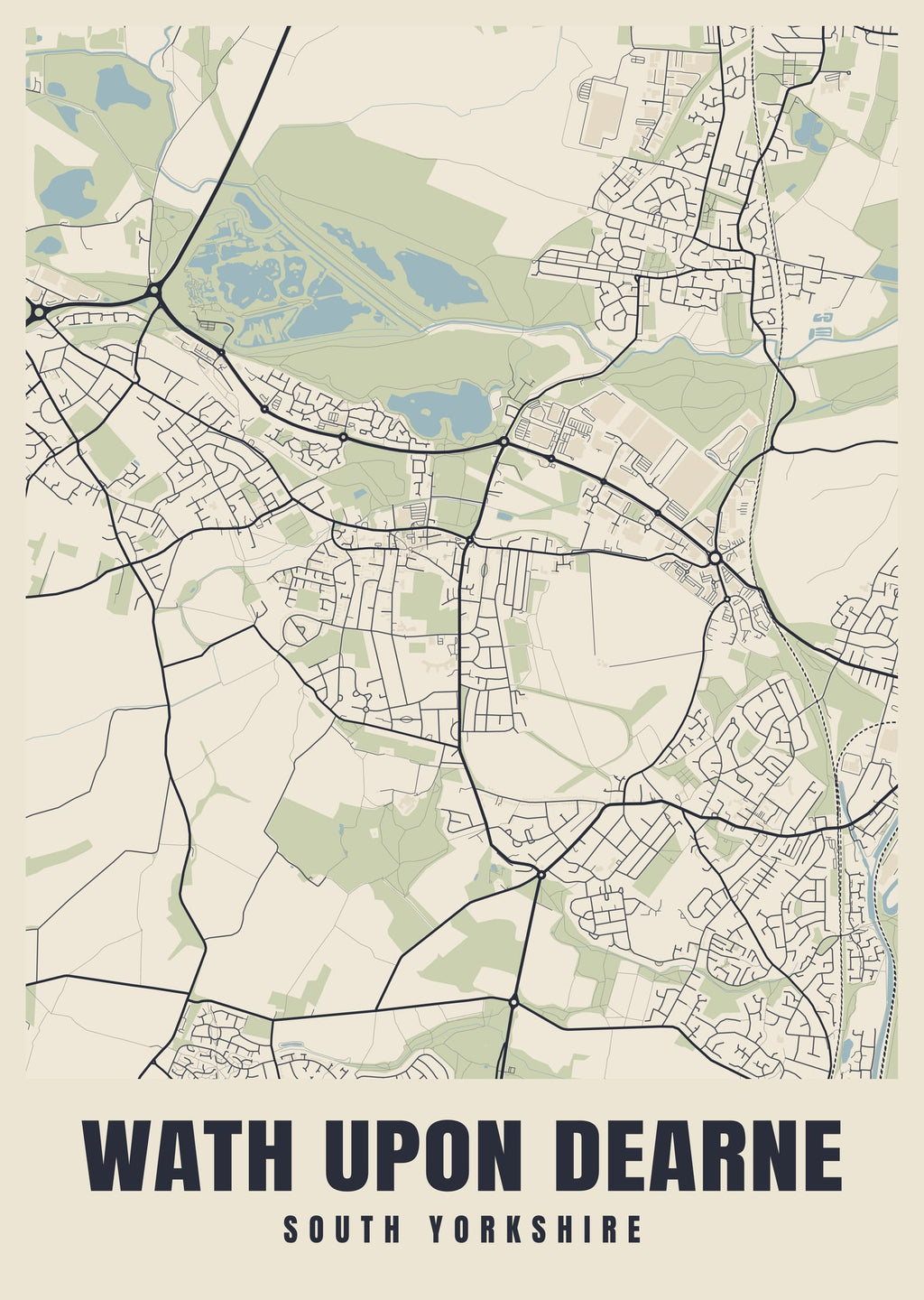 Street map poster of Wath upon Dearne, South Yorkshire