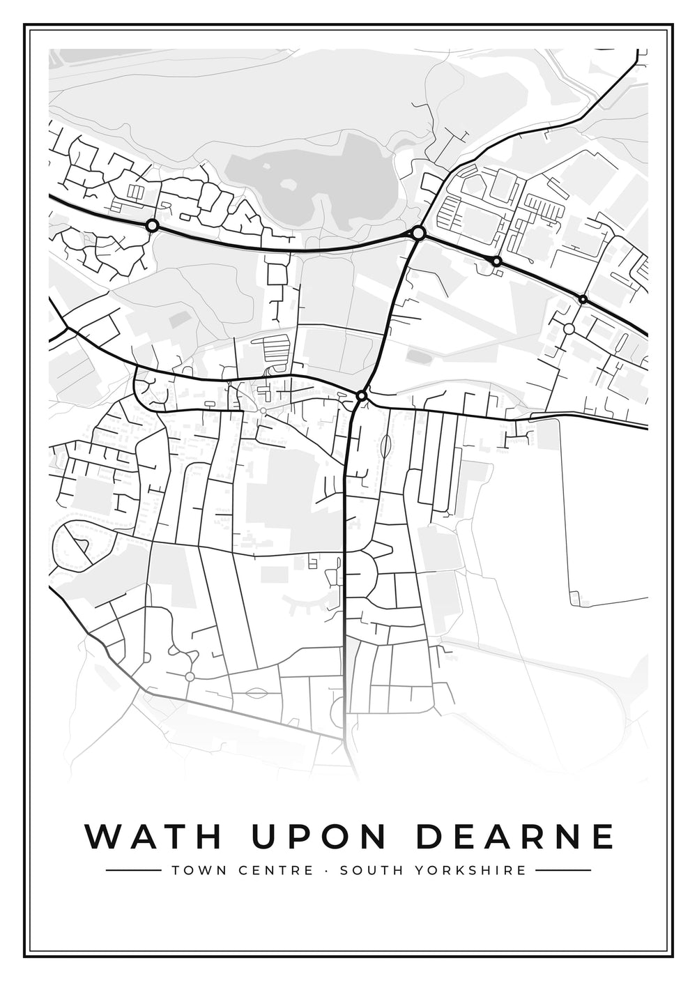 Wath upon Dearne Town Centre Street Map Poster