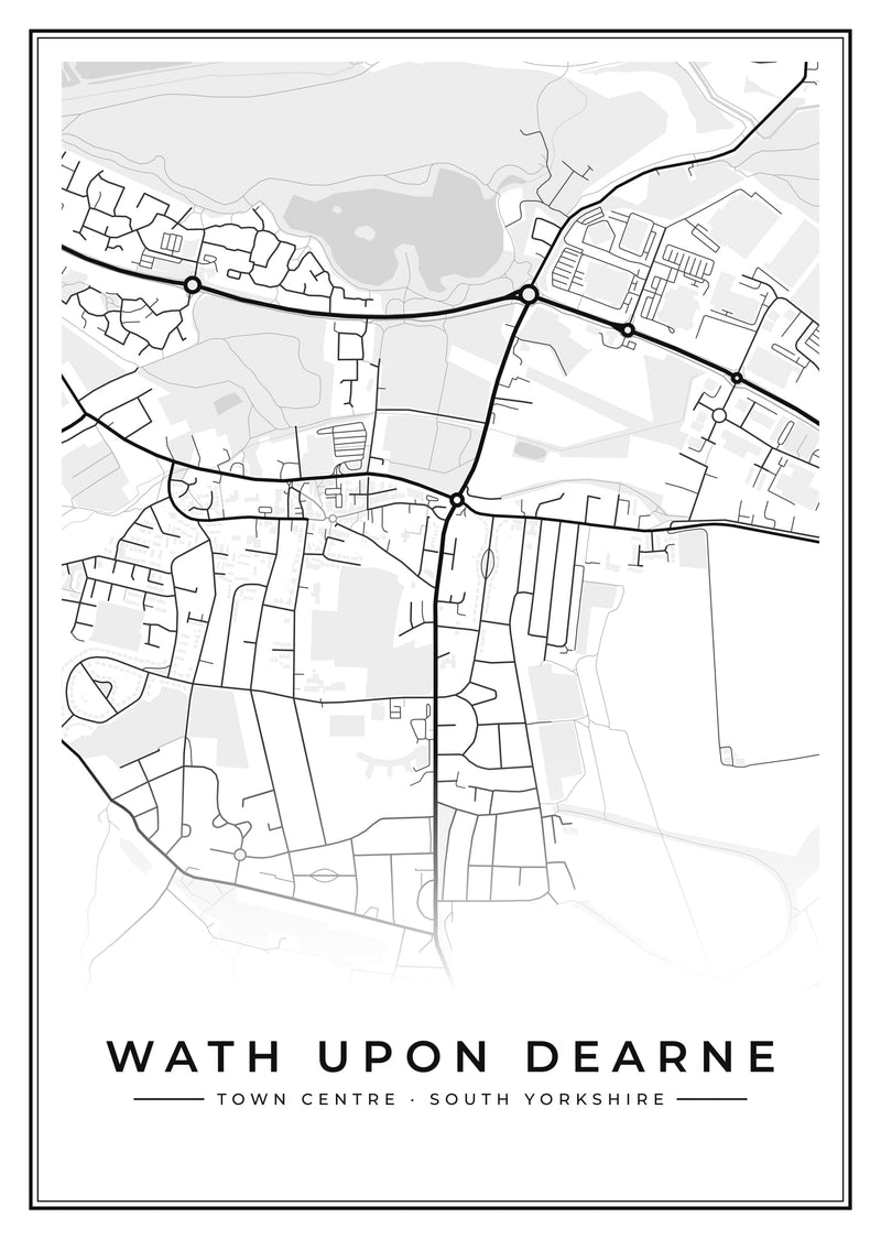 Wath upon Dearne Town Centre Street Map Poster
