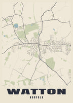Street map poster of Watton, Norfolk