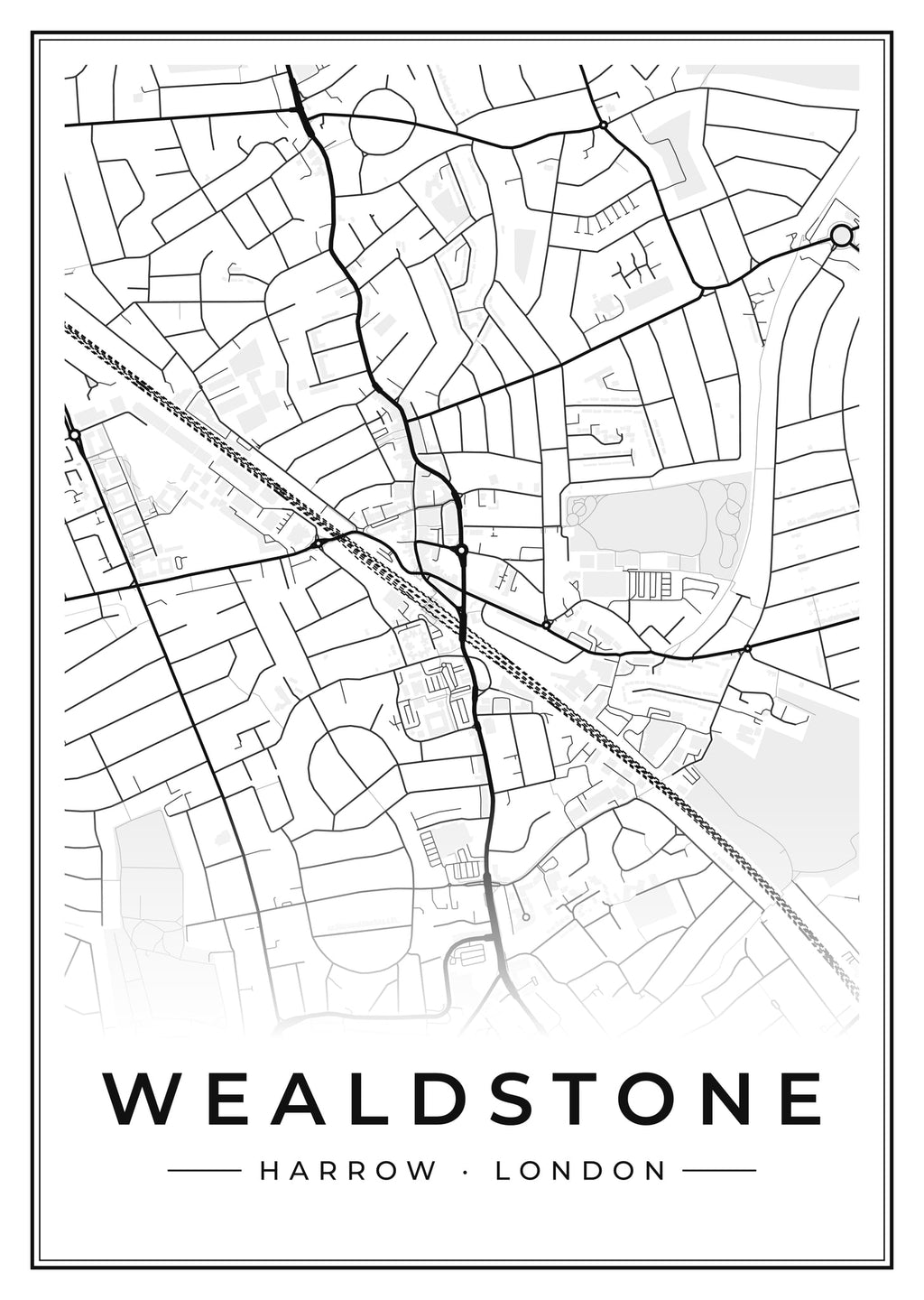 Street map poster of Wealdstone, Harrow, London