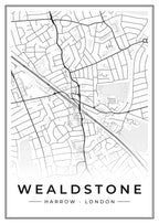 Street map poster of Wealdstone, Harrow, London
