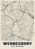 Street map poster of Wednesbury, West Midlands