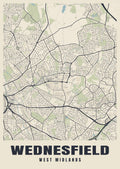 Street map poster of Wednesfield, West Midlands