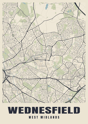 Wednesfield Street Map Poster