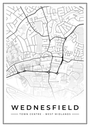 Wednesfield Town Centre Street Map Poster