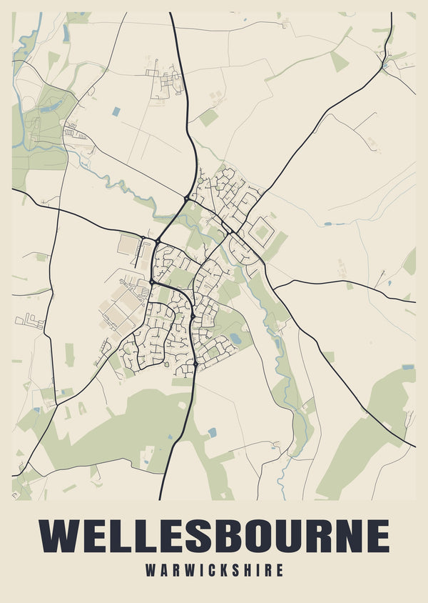 Wellesbourne Street Map Poster