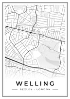Street map poster of Welling, Bexley, London