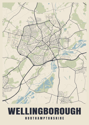 Wellingborough Street Map Poster
