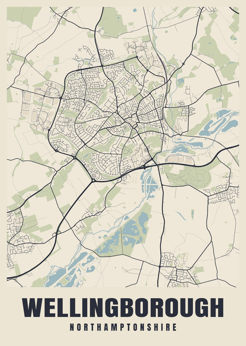 Wellingborough Street Map Poster