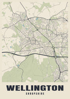 Street map poster of Wellington, Shropshire