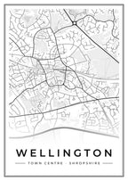 Street map poster of Wellington town centre, Shropshire