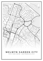 Street map poster of Welwyn Garden City town centre, Hertfordshire