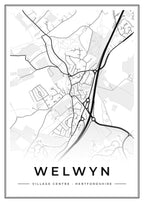 Street map poster of Welwyn village centre, Hertfordshire