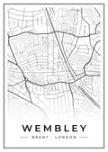 Street map poster of Wembley, Brent, London