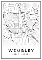 Street map poster of Wembley, Brent, London