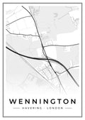 Street map poster of Wennington, Havering, London